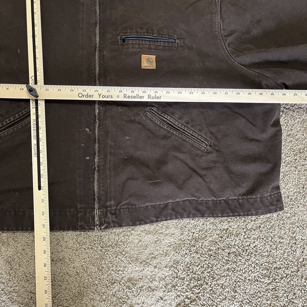 Vintage Carhartt Detroit Jacket J97 DKB Dark Brown Size 5XL Bkt Lined 2000s - Picture 5 of 5